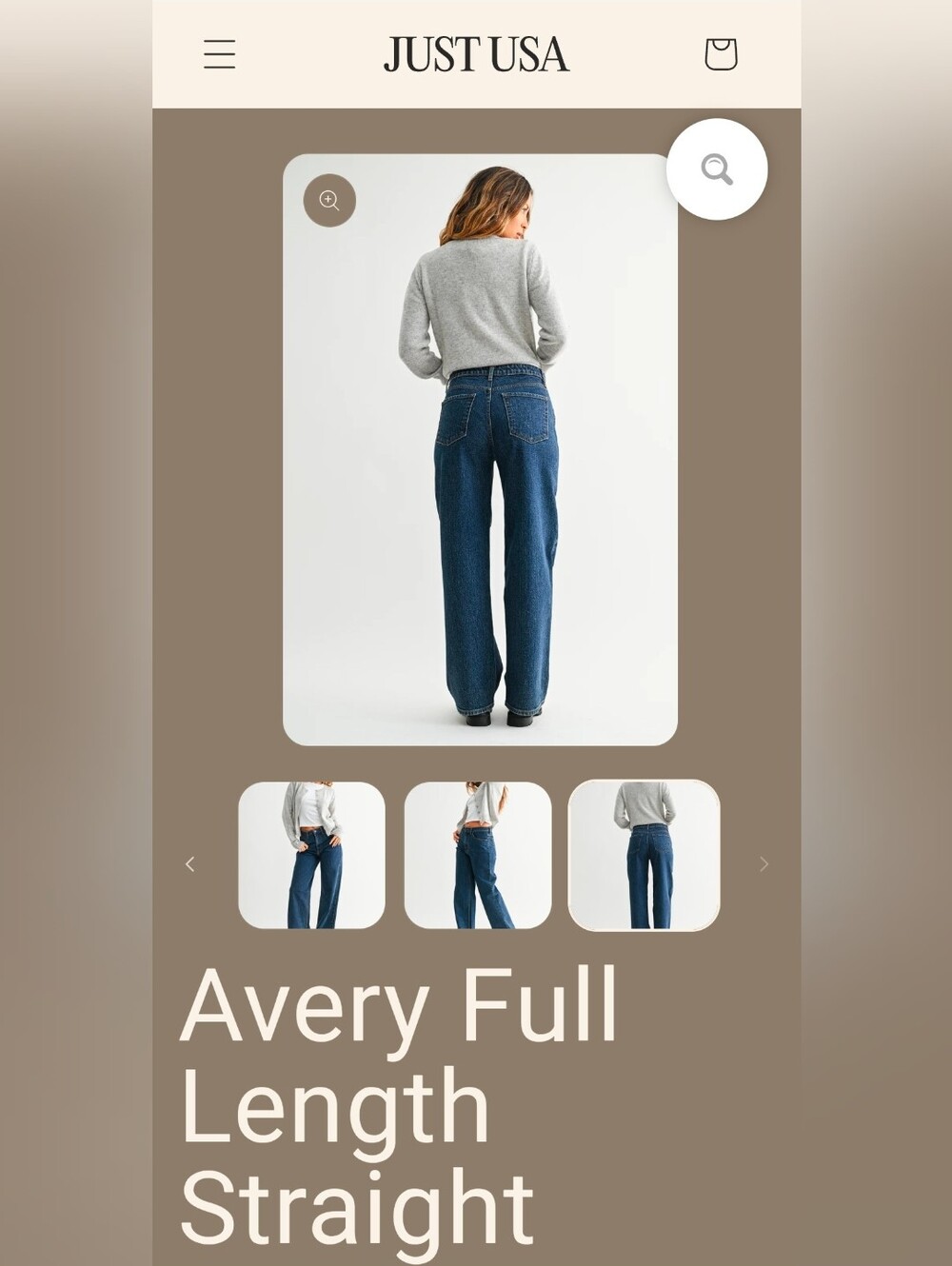 JUST USA-Avery Full Length Straight Jean/Dark Denim Size 2